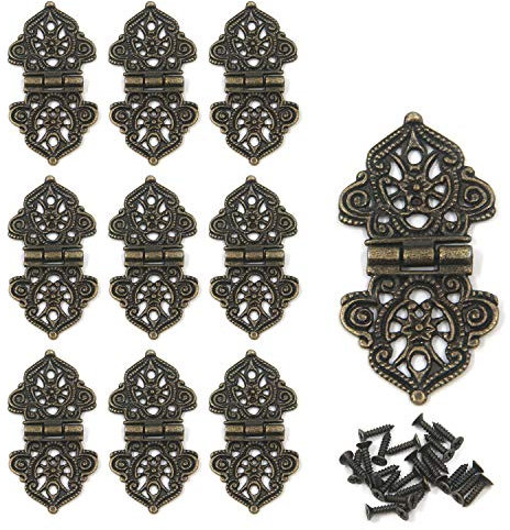 T Tulead Schmetterlingsscharniere, antike Schrankscharniere, Zinklegierung, Mini-Scharniere, 5 x 3 cm, dekorative Möbelscharniere, Brustscharniere, 10 Stück, mit Befestigungsschrauben