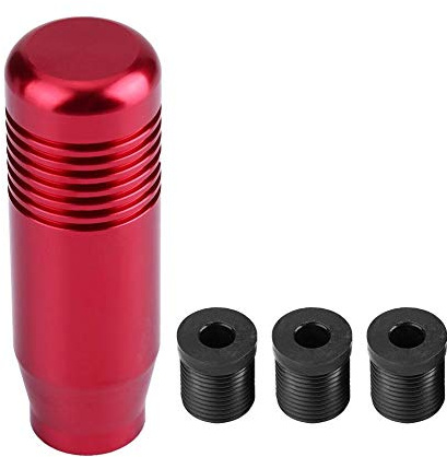 Robuster Schaltknauf Für Manuelle Getriebe Hochwertiger Schalthebelgriff Aus 8,5 Cm Aluminiumlegierung Mit 3 Adaptern, Passend Kompatible Fahrzeuge (Rot)
