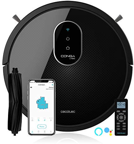 Cecotec Robot Aspirador y fregasuelos Conga 1790 Ultra. iTech SmartGyro, friega, aspira y Barre a la Vez, 2100Pa, App con Mapa, Cepillo para Mascotas, Alexa & Google Assistant