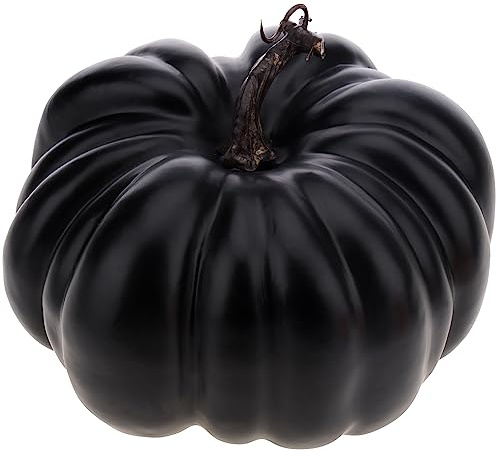Gresorth 20 cm sprucken silverlinje serie falska halloween pumpor konstgjord cushaw för höst höst fest juldekoration - svart