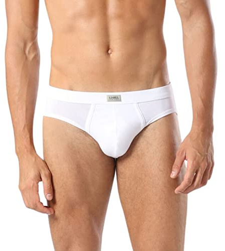 Liabel® Lot de 6 Slips pour Homme 100% Coton Blanc Coloré (M, 6 Blancs)