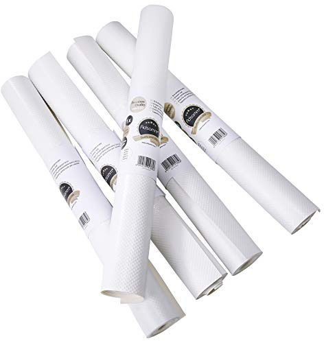 5 x Schubladenmatten von Adsamm® / stabile Antirutscheinlage mit 1.2 mm Stärke in Weiß / 48 x 200 cm zum Zuschneiden/langfristiger Schutz für Laden, Fächer in Küche und Büro