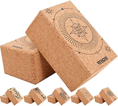 RDX Yoga Cork Block Set, High Density Eva Schaumstoff Rutschfester Blöcke, Leichtes Yogaklotz für Körperbalance Kraftflexibilität Pilates Fitness Unterstützung Heim-Fitnessgeräte 22.5 x14.5x10.2CM
