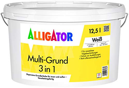 ALLIGATOR Multi-Grund 3 in 1 LEF 12,5 Liter weiß - Spezialgrundierung für innen und außen - Made in Germany