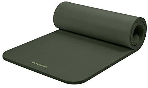Retrospec Solana Yoga Mat 1 Thick w/Nylon Strap for Men & Women - Non Slip Exercise Mat for Home Yoga, Pilates, Stretching, Floor & Fitness Workouts - Wild Spruce