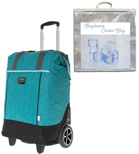 Punta Big Wheel Einkaufstrolley Shopping Trolley 10303 2400 Petrol +t | Two Tone Grün Einkaufsroller Markt Korb Schwimmbad Saunatrolley + Thermotasche