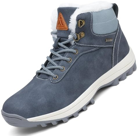 Mishansha Chaussures d'hiver Chaudes pour Femmes Imperméable Confortable Antidérapant Bottes de Neige Hiver Intérieur Extérieur, Bleu Foncé 37, (Trek-DB37B)