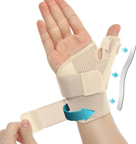 INFILAR Thumb Splint Brace for Men & Women, Thumb Spica Support for Tendonitis, CMC Joint Repetitive Injuries, Thumb Pain Relief, Thumb Brace for Right & Left Hand - Universal Size,Beige