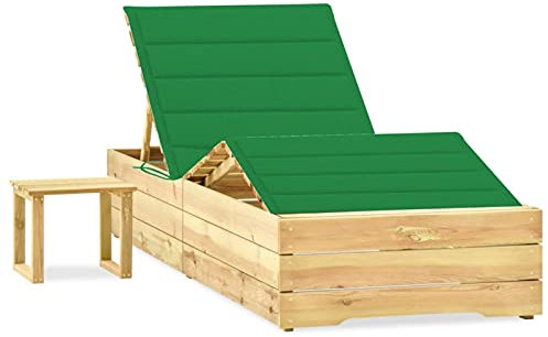 Susany Garten Sonnenliege mit Tisch Auflage Gartenliege Strandliege Liege Holzliege Gartenmöbel Relaxliege Freizeitliege Saunaliege 198 x 90 x (30-75) cm,Verstellbare Rückenlehne und Fußstütze