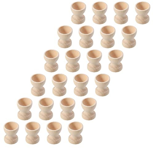 Toddmomy 24Pcs Wooden Egg Cups Easter Egg Cup Wood Egg Stands Easter Egg Holders Stands for DIY Crafts Easter Party Supplies
