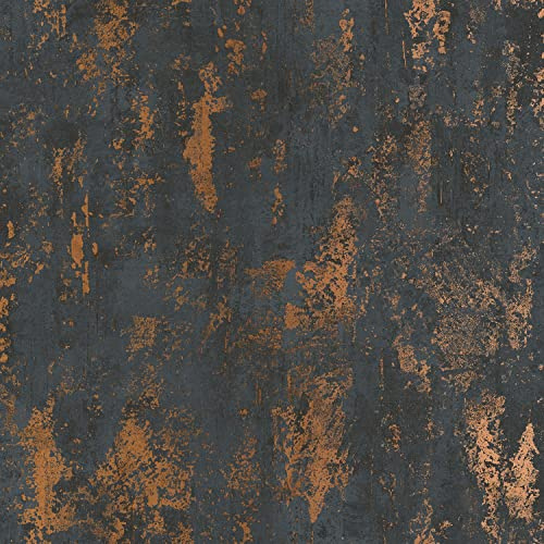 YöL Copper Metallic Marble Wallpaper Home Industrial Concrete Effect Black