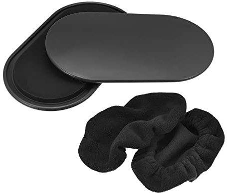 sourcing map Core Sliders, Oval Glider Discs with Feet Covers, Dual Sided Use in Home Gym for Full Body Workout, Black