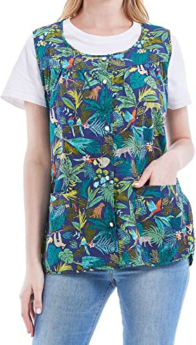 Nanxson grembiule da cucina grembiule pulizia lavori domestici ospedale stampato grembiule da lavoro con tasche CF3177 (foglie verdi, M)