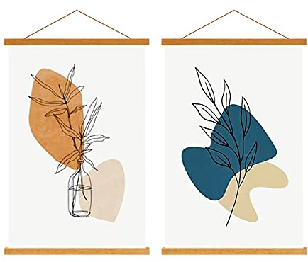 Lanpn A1 Magnetischer Posterrahmen, 61 cm, 60 x 90 cm, 61 x 91,5 cm, magnetischer Bilderrahmen aus Naturholz, für Poster, Magnetrahmen, Posterrahmen (61 cm, Teak, 2 Packungen)