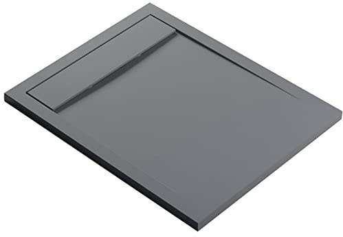 Bernstein Duschtasse New York 80x100 cm Betonoptik, Flache Duschwanne in Steinoptik, Rechteckiges Duschbecken aus Verbundwerkstoff, Rutschhemmende Gel-Coat-Oberfläche, Ohne Ablaufgarnitur