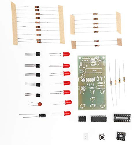 Kit Dadi Elettronici Fai da Te, NE555 CD4017 LED Rossi | Circuito NE555, contatore CD4017, 7 pinzette LED, 4,5-5 V, apprendimento, hobby, scuola, progetti