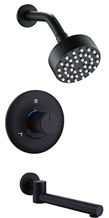 Billg Cabezal de Ducha Lluvia de 10cm, Cabezal de Ducha Circular de Alta Presión de Acero Inoxidable,Rociador con Mezclador de baño y Brazo de Ducha,Apto para baño y Hotel.