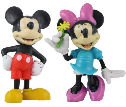 Mickey Mouse and Friends 3D Figures - Highly Detailed Collectible Miniature Figures Perfect for Cake Toppers - 2 5cm Mickey & Minnie - Twin Pack