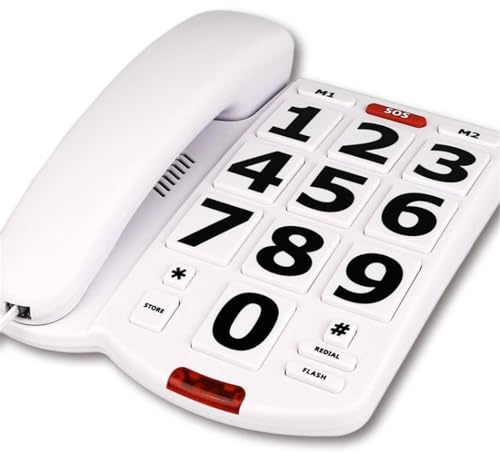 Corded Big Button Phones for Elderly, Home Landline Telephone with Extra Loud Ringer, Volume Control, Corded House Phone for Seniors and Hearing Visually Impaired Old People