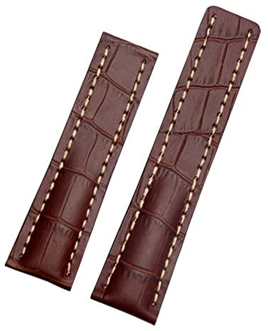 BONOOL Echtes Lederarmband für Breitling-Uhrenarmband, Rindslederarmband mit Faltschließe, 22 mm, 24 mm, Uhrenarmbänder