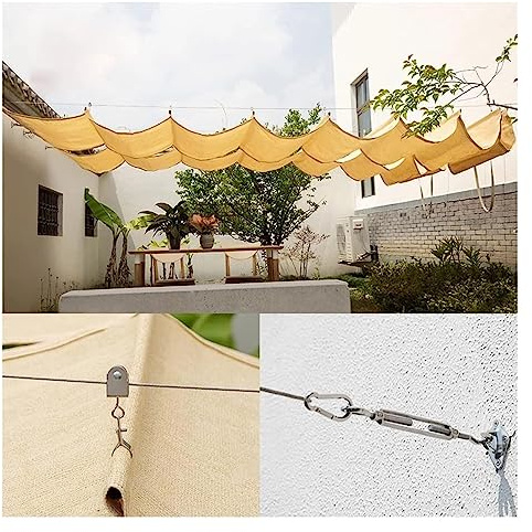 PHLEPS Sun Shade Sail, Retractable Wave Shade Cover Sun Shade Sail Canopy Rectangle UV Block for Outdoor Patio and Garden, Yard Activities 2022 (Color : Beige, Size : 0.6x8m)