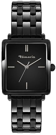 Tamaris Damenuhr mit eckigem Gehäuse & Edelstahlband oder Lederband