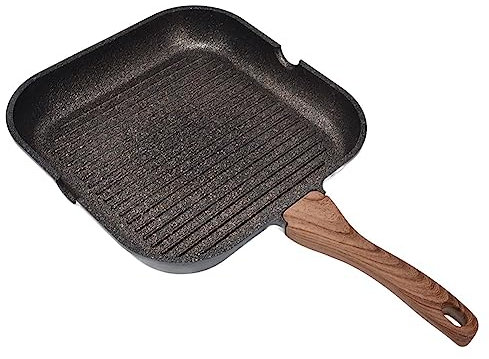 FURREN Grillpfanne für Herd, Induktion, Antihaftbeschichtung, Aluminium-Steakpfanne, Induktion, Bratpfanne für Gas, Keramik, 24 cm