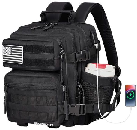 Boomistry Taktischer Mini-Rucksack für Damen und Herren, 15 l, Schwarz, 15 l, 15L, Taktisch
