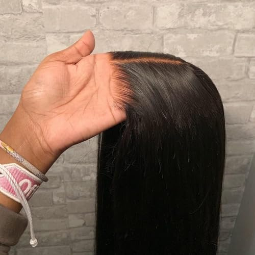 18 Pouces Glueless Wig Human Hair Straight Perruque Femme Naturelle Brésilien, Pre-cut Lace Perruque Sans Colle Couleur Naturelle Noeuds Blanchis Human Hair Wigs For Black Women Beginner Friendly.