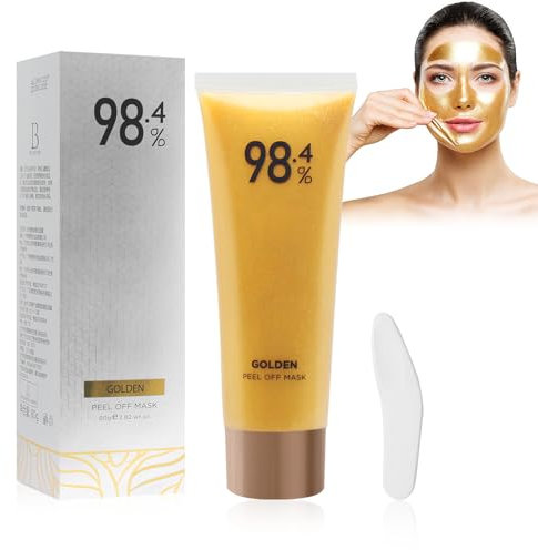 Horuili® Maschera Esfoliante All'oro, Maschera Gold Peel Off, Maschera per Rimuovere Punti Neri, Pulisce i Pori, Riduce le Rughe Sottili e Rassoda la Pelle, Maschera D'oro, per Ogni Tipo di Pelle