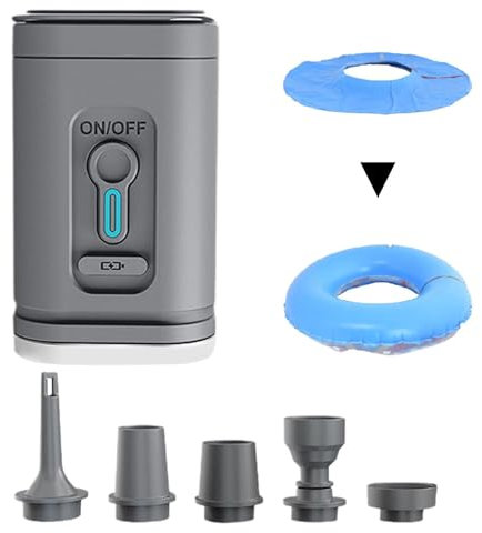 Pompa ad aria senza fili, per esterni, con luce da campeggio, batteria da 1200 mAh, strumento per gonfiare e sgonfiare, per aria e acqua, sacchetti sottovuoto, divani ad aria, materassi