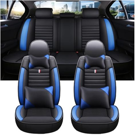 NOVEMS Autositz Schutzbezug Für Seat Für Ibiza/Universal-Autositzbezug/Autozubehör Innendetails Alle Automodelle Sitzbezüge Auto(Black Blue 5 Seat b)