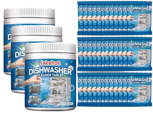 Désodorisant pour Lave-Vaisselle Comprimés 36Pcs Deep Clean Descaler Pods Limescale Remover Dishwasher Detergent Effervescent Tablets