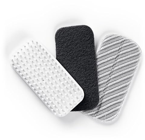 CLEANmaxx 3 Verschiedene Aufsätze | Reinigungsaufsätze zum mühelosen Putzen und Polieren | Mit Klettverschluss einfach wechselbar | Für alle Oberflächen [Scheuer-, Mikrofaser- Pads]