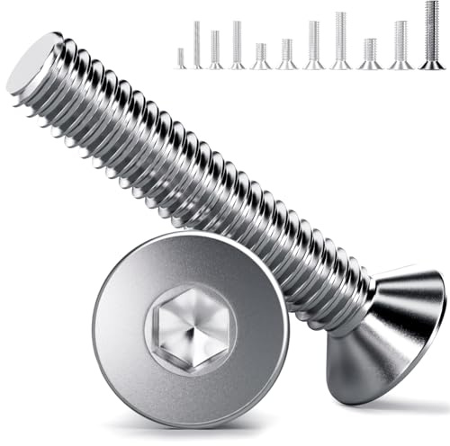 YOOPIN 30 Stück DIN7991 M6x30mm Senkkopf A2 Edelstahl | Innensechskant Vollgewinde. Für Maschinen, Geräte und Möbel