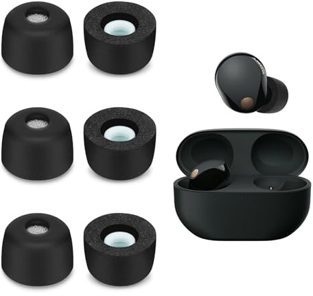 3 Paia di Cuffie In-Ear di Ricambio Compatibili con Sony WF-1000XM5, Tappi per Orecchie Imbottiti In-Ear Earphones (L, Nero)