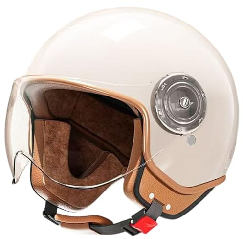 Retro Kids 3/4 Motorcycle Half Helmet with Visor,DOT Approved Toddler Vintage Electric Scooter Go-Kart Dirt-Bike ATV Helmet,Youth Child Moped Bicycle Helmet for 2-14 Years Old(White)