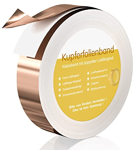 Cong.Lai kopparband mot sniglar snigelskydd 30 mm x 50 m, upphöjd rabatt för trädgård snäckstaket, självhäftande EMI-skärmband, självhäftande kan ersätta snigelkorn, snigelkrage