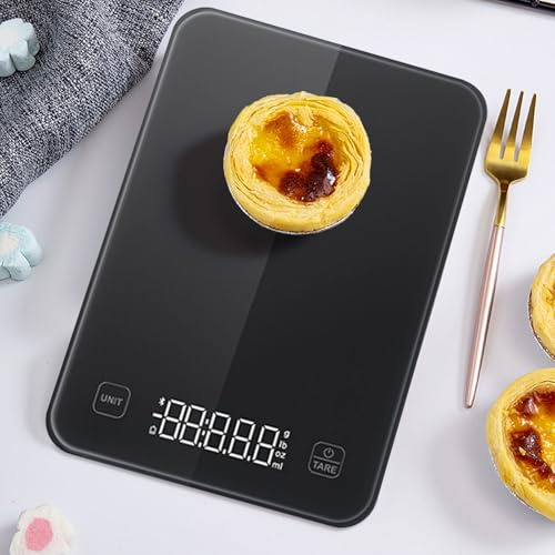 Digital Küchenwaage mit App - Smart Scale und Kalorienzähler, Präzise Waage für Ernährung mit LCD-Display (Black)