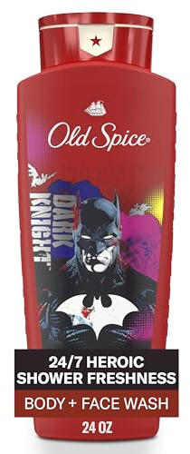 Old Spice Body Wash for Men, Batman: Dark Night, 3X Defense, 24/7 Shower Fresh with Lasting Scent, Cleansing 2-in-1 Body & Face Wash, Smell Like a Hero, Black Cherry and Nightfall Scent, 24 oz