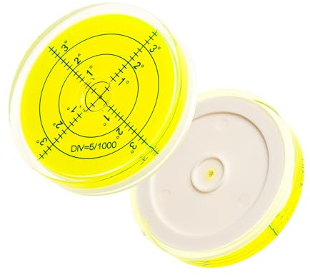 Set di fiale per livella tonda, 2 pezzi, con Ø 60 mm, livella a bolla d'aria con etichettatura, livella ad acqua a bolla d'aria, livella a cerchio, livella circolare per roulotte