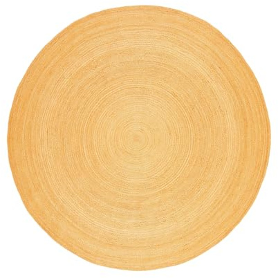 BioEcoLux Teppich Rund 140 cm - Runder Jute Teppich Natur Boho Ethno Muster – Handgefertigt & Modern – 100% Naturfaser – Wohnzimmer, Schlafzimmer, Küche, Flur, Outdoor – Beige