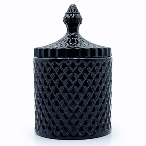 YILUSHENGHUA Barattolo in vetro colorato con coperchio, grande piatto per caramelle di Halloween, per caramelle, biscotti, buffet, contenitori per alimenti (nero)