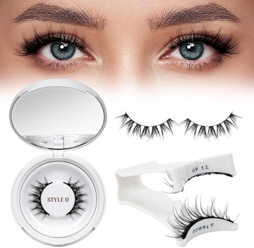 Pestañas Postizas Magneticas de larga duración, Pestañas Magneticas riutilizzabili con applicatore, Aspecto de Naturales, No requiere pegamento, fácil de colocar (1-D Paare)