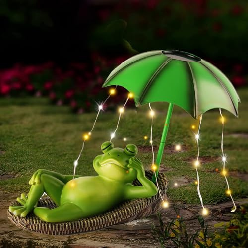 Rana Solare Decorazione da Giardino, Figure a forma di Rana per Esterni, Impermeabile Decorazione da Giardino a Forma di Rana Solare, Scultura da Giardino in Resina per Patio, Prato, Casa