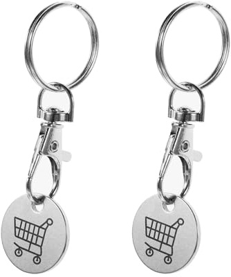 2 Pcs Handcart Tokens, Trolley and Locker Coin, Trolley Coin Keyring, New shape Token Supermarket Keyring – Durable Metal Shopping Token with Key Clip – Ideal for Locker & Trolley Use (Sliver)