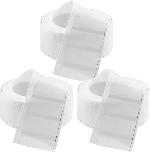 Nastri plissettati per tendaggi in cotone e poliestere, colore bianco, 3 rotoli, 5 m ciascuno, resistenti, per tende per tende