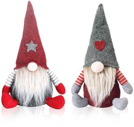 JAADU Gnomi Natalizi, Set di 2 Decorazioni Natalizie, Gnomo di Peluche per Decorazioni Natalizie, Bambola Senza Volto di Natale per Camini Ufficio Natale Festa Decoro