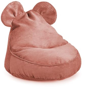 Gutekissen® Sitzsack Kinder „Sweet“ mit Ohren - Lincoln, Montessori Sitzkissen für Kinderzimmer (Pfirsich, 68/59/55 mit Ohren)