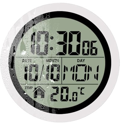 Uhngw Orologio da Bagno | Orologio da Bagno a Batteria con,Display LCD Impermeabile Doccia per Adulti Bambini Appartamento Camera Ufficio Cucina Soggiorno